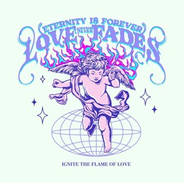 custom hand drawn an illustration with slogan and flames