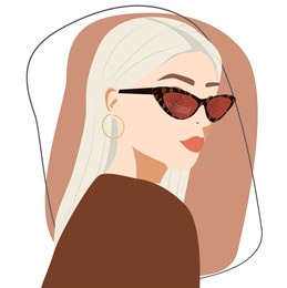portrait of a stylish blonde woman wearing sunglasses. fashionable business lady in beautiful accessories. vector illustration is suitable for social networks or porter.  office style. 