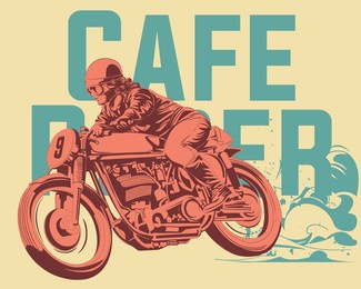 ride a cafe racer motorcycle illustration