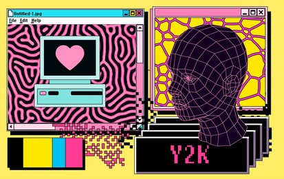 collage of a user interface elements in vivid acid bold colors. vector illustration for it and data science subjects. 