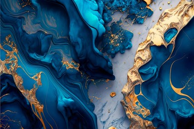 abstract marble wallpaper background , luxury marble texture gold and blue tone