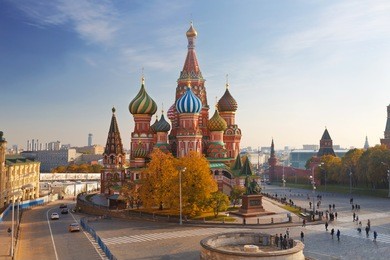 view of the saint basil cathedral in moscow, russia