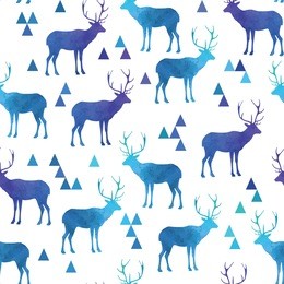 seamless pattern with deer. christmas seamless pattern background. watercolor