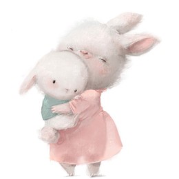 cute hare mom with little baby