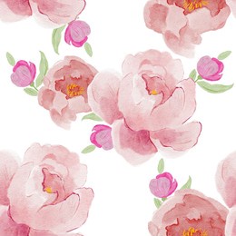 watercolour drawing fashion aquarelle. seamless background pattern. fabric wallpaper print texture. peony flowers. trendy background. 