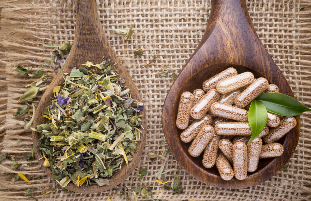 homeopathic supplement. alternative medicine. vitamin capsules.