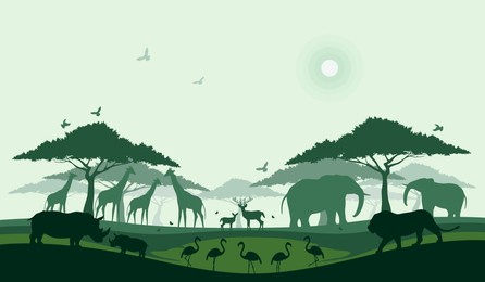 world wildlife day, wild animals and natural botanical, grassland safari, environment conservation, national park, sustainable of ecology concept, think green nature, save the planet and eco friendly.