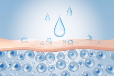 cosmetic serum oil drop on saggy skin cell, skin repair, moisturizer, collagen serum, advertising background ready to use, 3d rendering