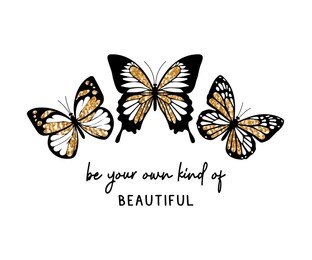 butteflies with golden glitter wings, vector design