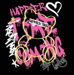 teddy and graffiti. trend teddy. cute animals and graffiti.