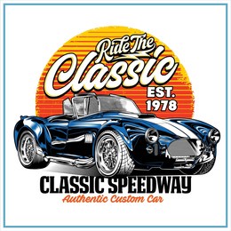 ride the classic car illustration  was created with vector format, can be used for digital printing and screen printing