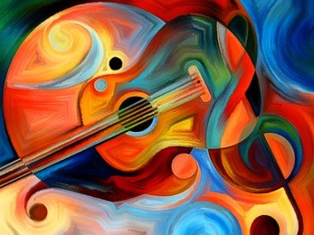 abstract painting on the subject of music and rhythm