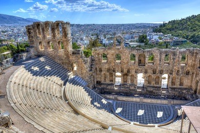 the odeon of herodes atticus on the southwest slope of the acropolis of athens in greece 