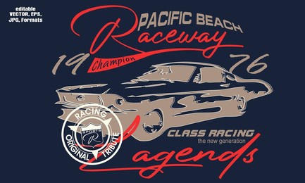 vector classic race car illustration poster and tee shirt, vector of old vintage racing car t- shirt design