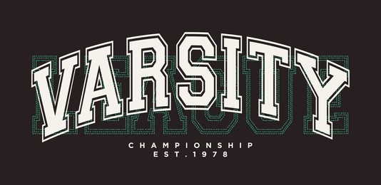 vintage typography varsity college slogan text print for graphic tee t shirt or sweatshirt - vector