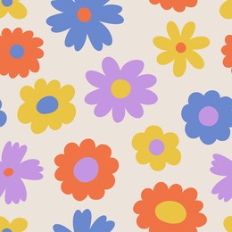 set with seamless patterns groovy aesthetic. spring mood. cute flowers. retro background for design and card, covers, package, wrapping paper.