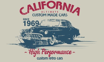 vintage racing car, vintage typography vector illustration, vintage american muscle car illustration for t-shirt graphics