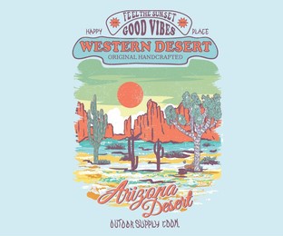 arizona cactus and joshua tree vector t-shirt design. desert vibes artwork.	