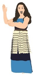 dancing maori woman / girl in traditional dress (isolated illustration)