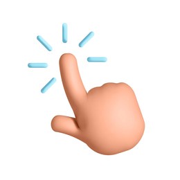3d vector touch screen, hand pointing gesture, click symbol design isolated on white background.