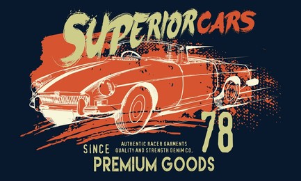vintage car graphic design for label or t-shirt print, t-shirt typography design retro car , printing graphics vintage car, typographic illustration,