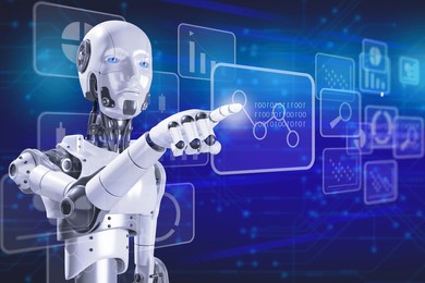 robotic process automation.futuristic robot. humanoid robot. concept of artificial intelligence, ai.