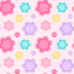 trendy seamless pattern with y2k blurred gradient daisy flower on pink background. pastel color background. abstract geometric background. y2k aesthetic.