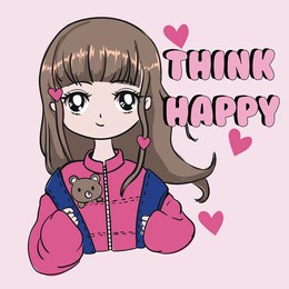 anime girl illustration with slogan. vector graphic design for t-shirt.