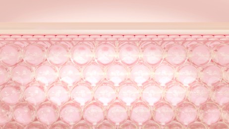 3d rendering microstructure of the layers of the skin. concept cosmetics solution.