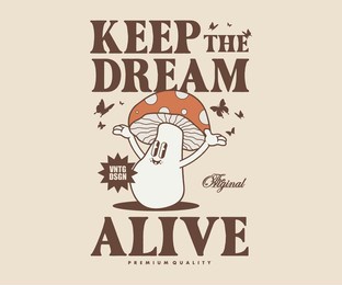  retro illustration of mushroom t shirt design, vector graphic, typographic poster or tshirts street wear and urban style