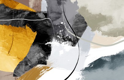 golden abstract art painting. contemporary wall decoration. creative yellow. vintage texture. fragment of artwork. paint spots. brushstrokes of paint.