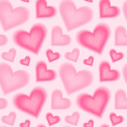 trendy seamless pattern with y2k pink blurred gradient hearts. pastel color background. abstract geometric background.