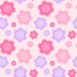 trendy seamless pattern with y2k blurred gradient pastel daisy flower on pink background. abstract geometric background.