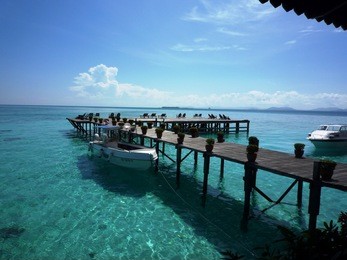 pier, kapalai islands sabah, malaysia