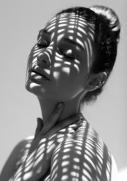 beautiful woman. black and white.