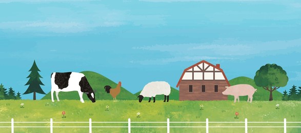 scenery of a farm watercolor