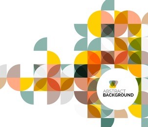 circle geometric abstract background, colorful business or technology design for web on white with sample text