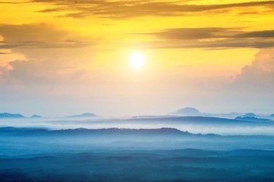 mountain and mist at kra-bi, thailand