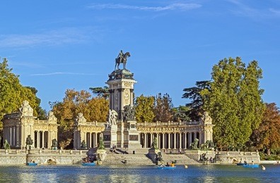 the monument to king alfonso xii is located in buen retiro park, madrid, spain.