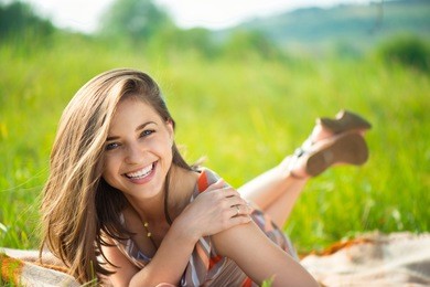 portrait of a beautiful young smiling girl