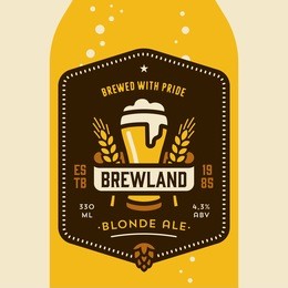 original retro home brew beer bottle label design concept