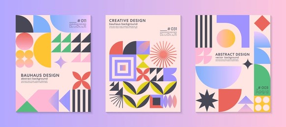 abstract bauhaus geometric pattern backgrounds with copy space for text.trendy minimalist geometric designs with simple shapes and elements.modern artistic vector illustrations.