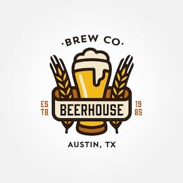 original vintage retro line art badge logo design template for beer house, bar, pub, brewing company, brewery, tavern, taproom, alehouse, beerhouse, dramshop, restaurant