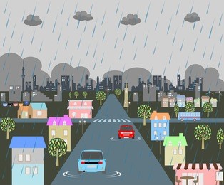 city rain