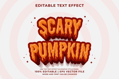 editable text effect scary pumpkin 3d cartoon template style premium vector