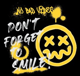 urban street art neon graffiti typography slogan with spray effect emoji for graphic tee t shirt or poster - vector