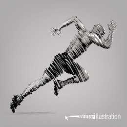 running man. vector artwork in the style of ink drawing