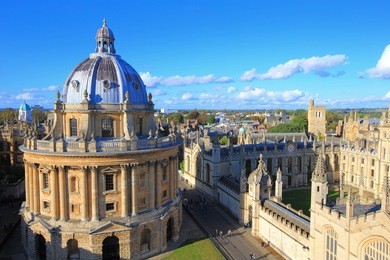 the oxford university city, photoed in the top of tower in st marys church. all souls college, united kingdom, england