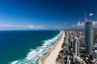 aerial view of gold coast's beaches