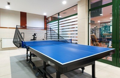 interior of an entertainment room, tennis table or ping pong